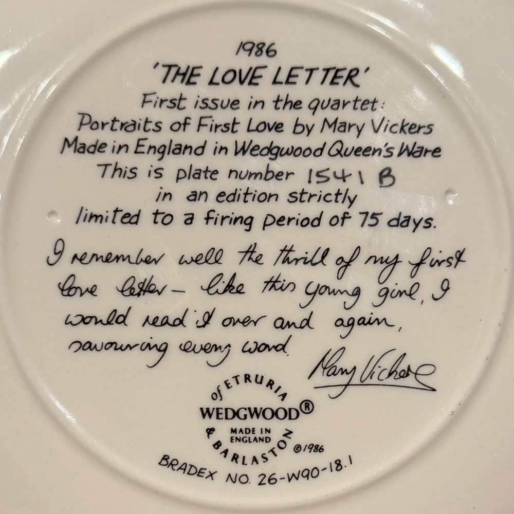 Vintage "The Love Letter" Plate Wedgewood Of Etruria And Barlaston Decorative... - Picture 4 of 8